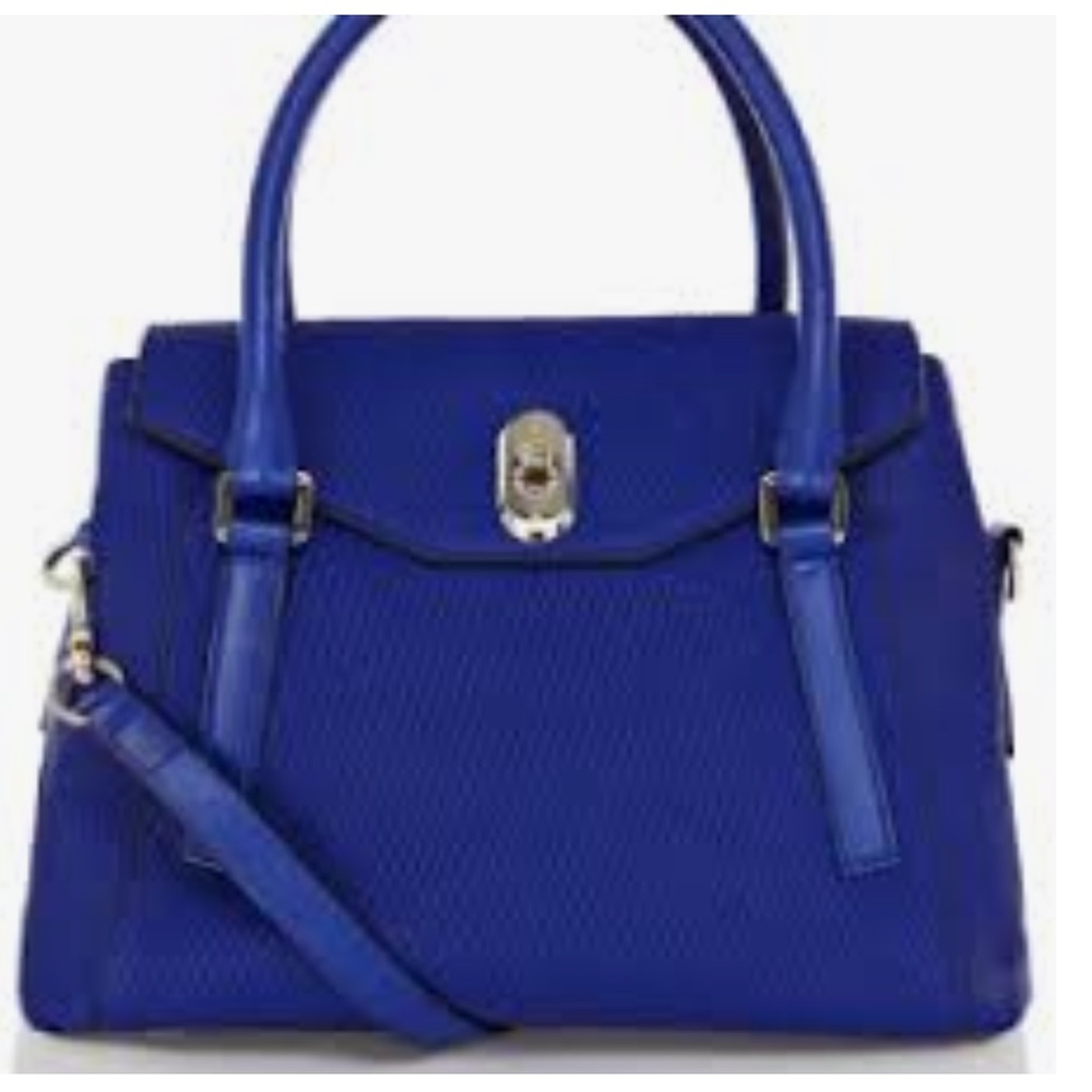 Royal Blue Karen Millen textured snake box bag
